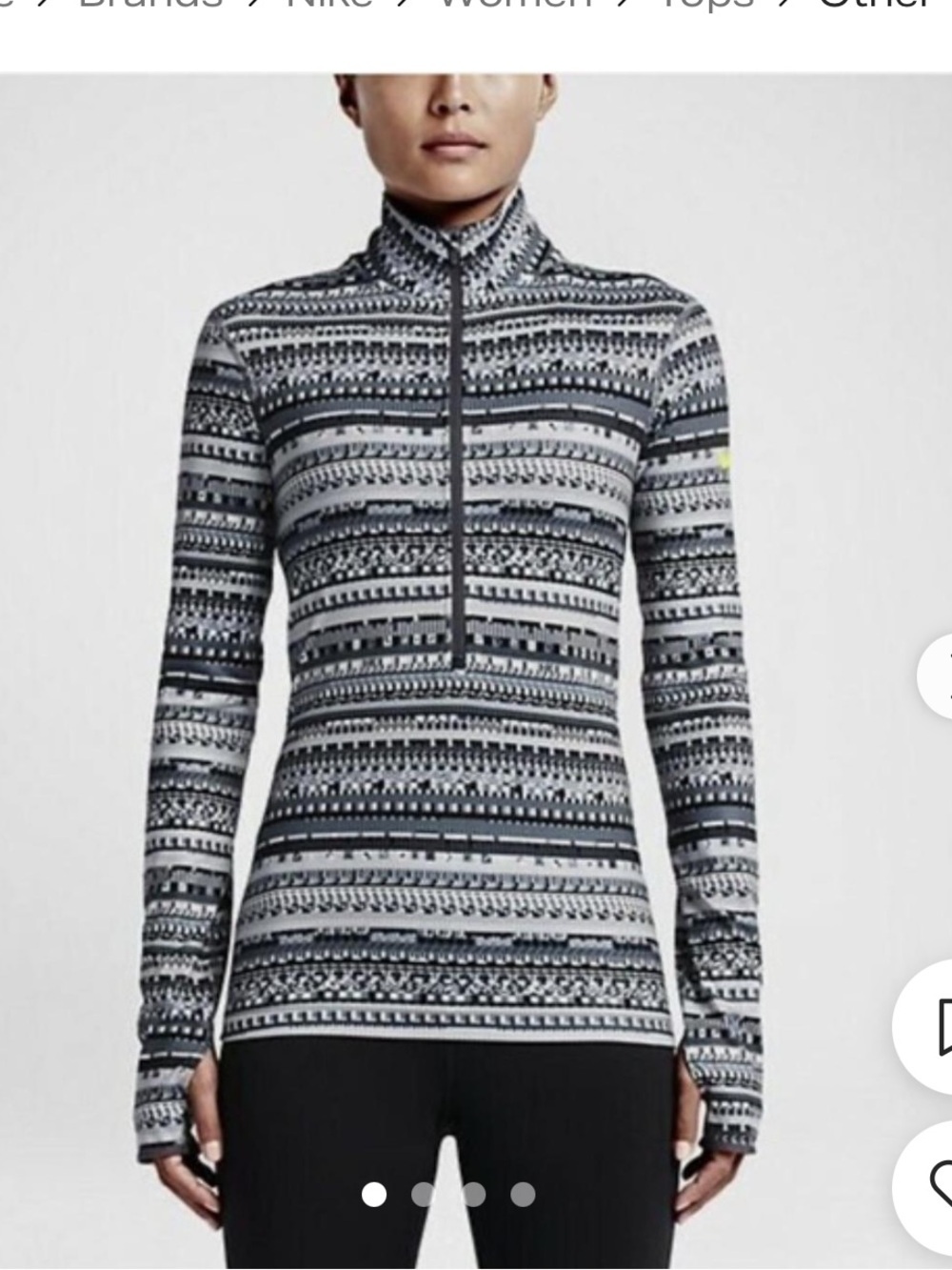 Nike Black & Grey Patterned Half-Zip Top S